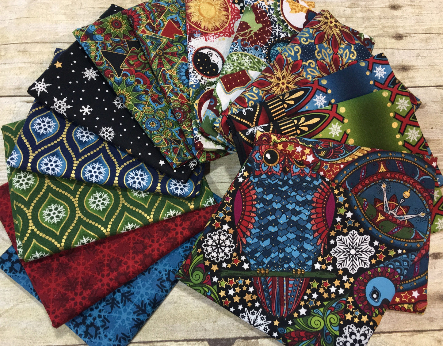 Celestial Winter by Jason Yenter Red 1ACW-2M Metallic Cotton Woven Fabric