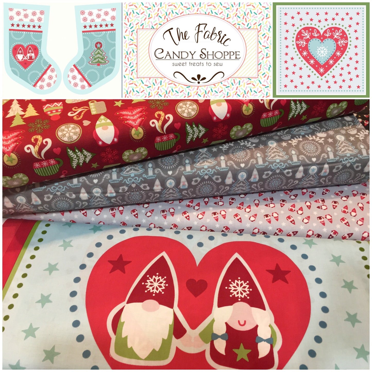 Hygge Christmas Stocking Panel Blue 18" Panel Fabric Stocking C31.1 Cotton Woven Panel