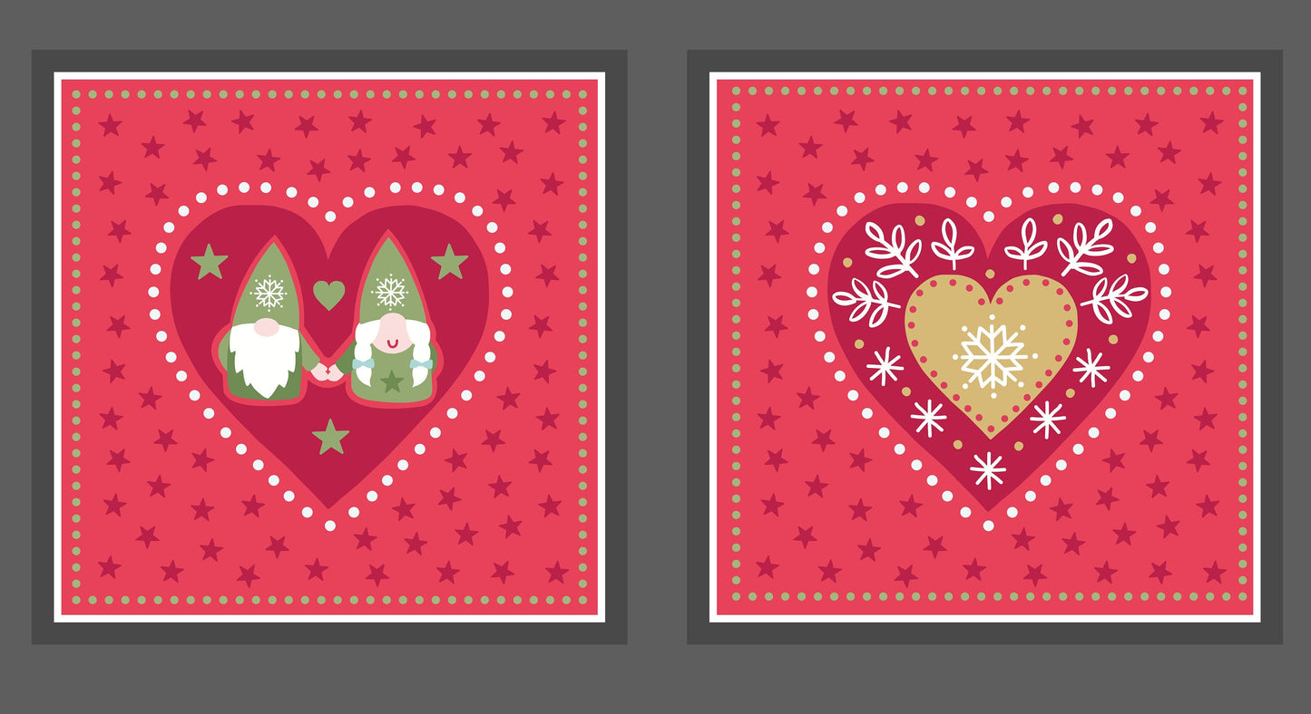 Hygge Christmas Tonttu Cushion Panel 24" Panel Red Pillow Panel C33.2 Cotton Woven Panel