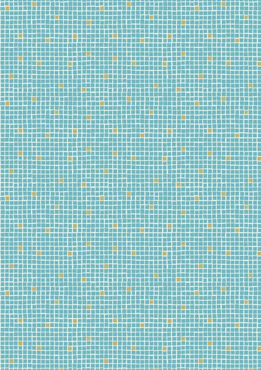 Lindos Turquoise Little Tile A269.1 Cotton Woven Fabric