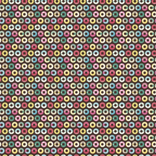 Mel's Diner Record Labels on Chocolate 22026-36 Cotton Woven Fabric