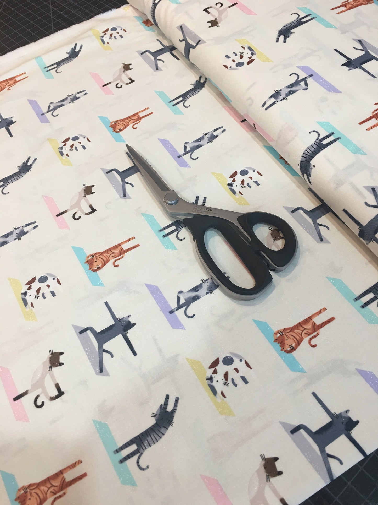 Yoga Cats on Foam FUN-C5990-FOAM Cotton Woven Fabric