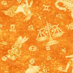 Intergalactic by Dan Morris Zodiacs Butterscotch Cotton Woven Fabric
