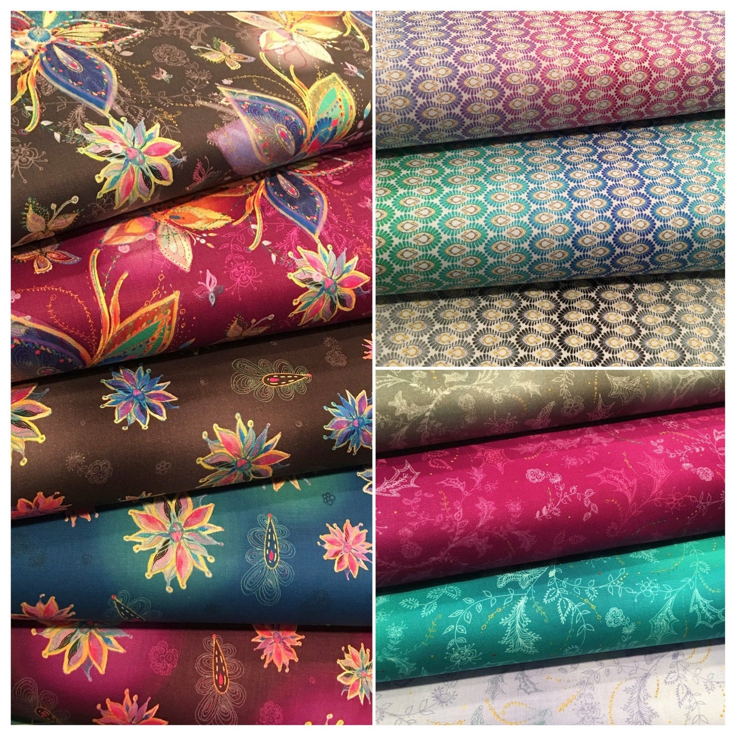 Enchanted Floral Small Flowers Plum Cotton Woven Fabric