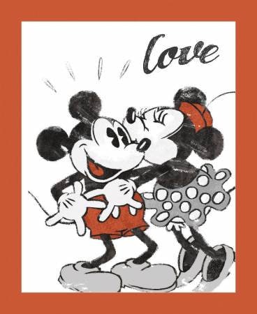 36" Panel Mickey & Minnie Love 66332A620715  Cotton Woven