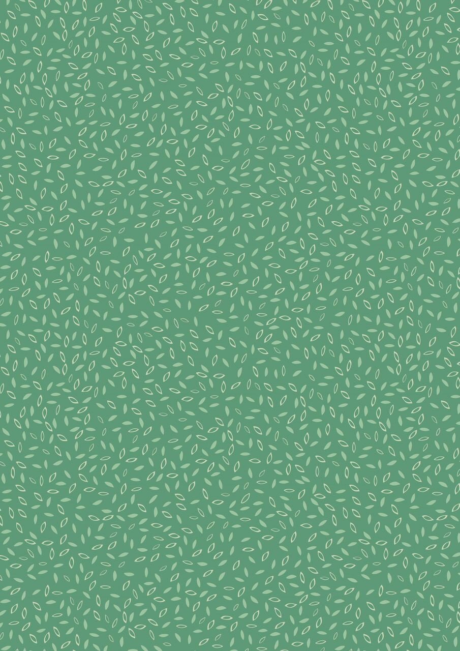 Scarecrow Acres Scattered Leaves Green Cotton Woven Fabric