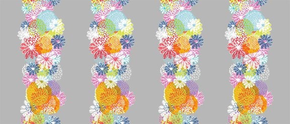 Doodle Blossom Flower Stripes 1DB1 Digitally Printed Cotton Woven Fabric