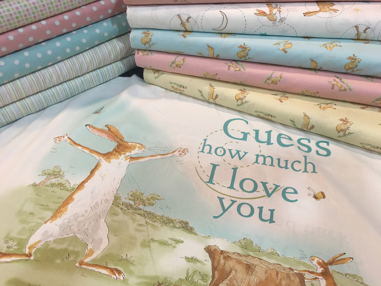 Licensed Guess How Much I Love You Geos Pink Y2522-42 Cotton Woven Fabric