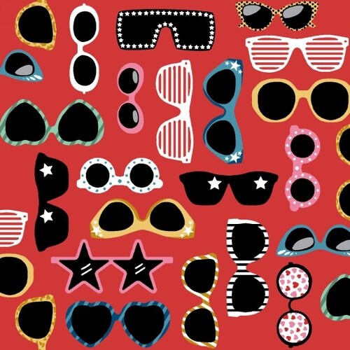 Puparazzi Pups by Mark McKeown Shades Red Cotton Woven Fabric