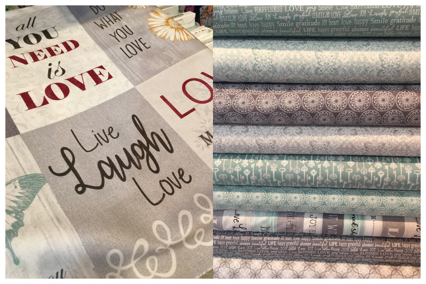 Words to Live By Trellis Gray Cotton Woven Fabric