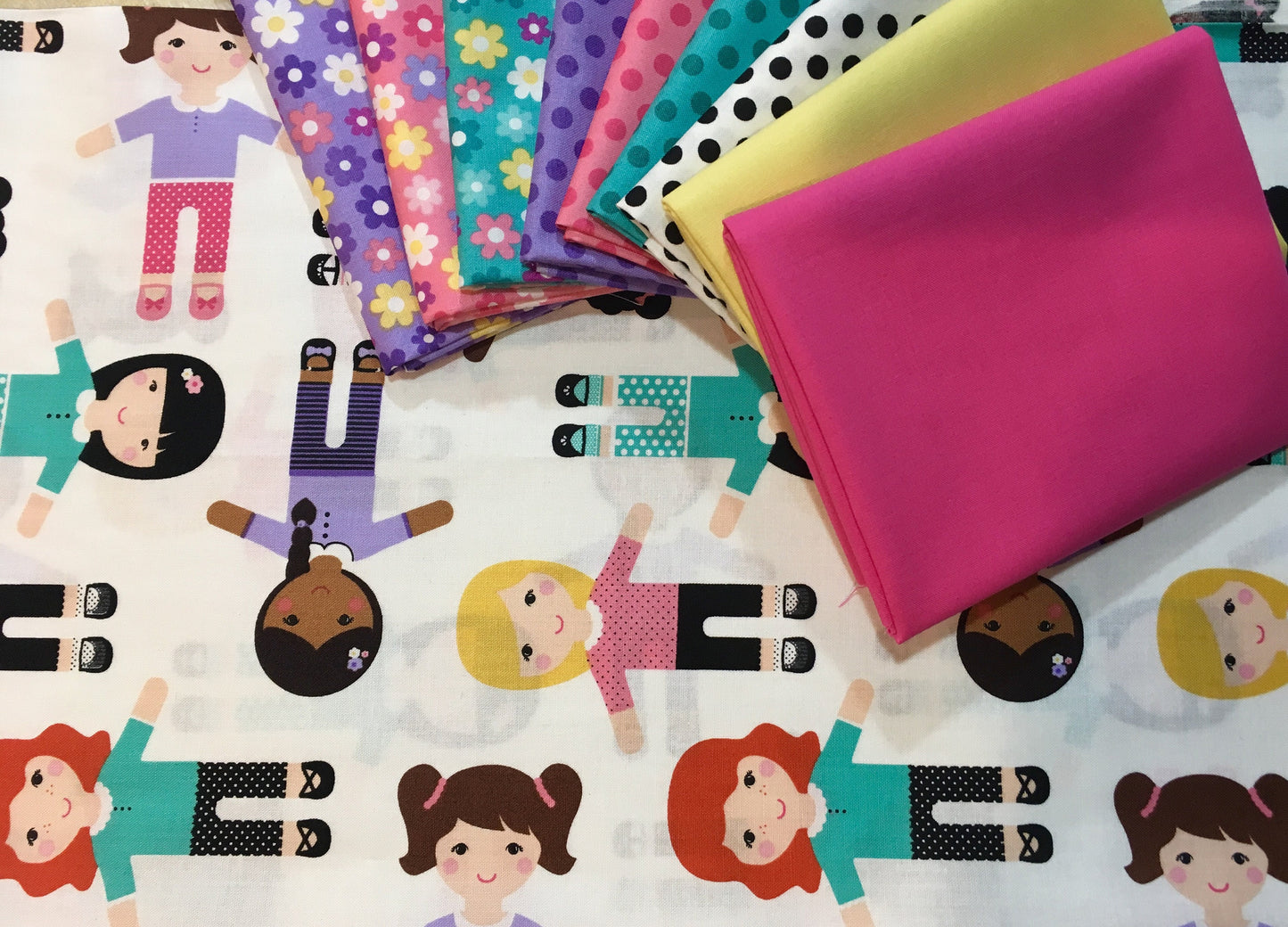 Girls of The World Dots Turquoise 22337-63 Cotton Woven Fabric