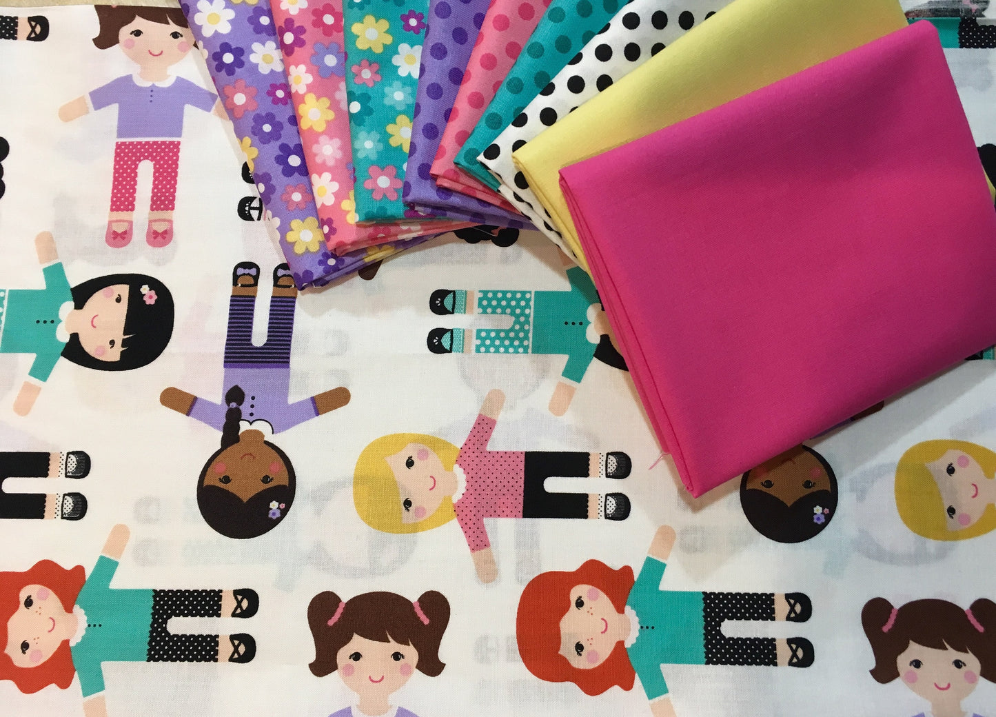 Girls of The World Dots Pink 22337-23 Cotton Woven Fabric