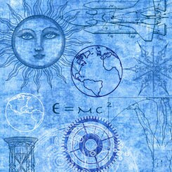 Intergalactic by Dan Morris Space Time Blue Cotton Woven Fabric