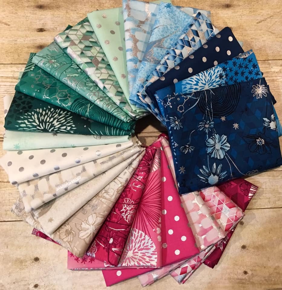 Shiny Objects Sweet Somethings Only in Dreams Raspberry Silver Metallic 3529-003 Cotton Woven Fabric