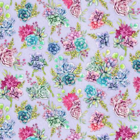 Humming Along Succulent Garden Purple 33831-643 Cotton Woven Fabric