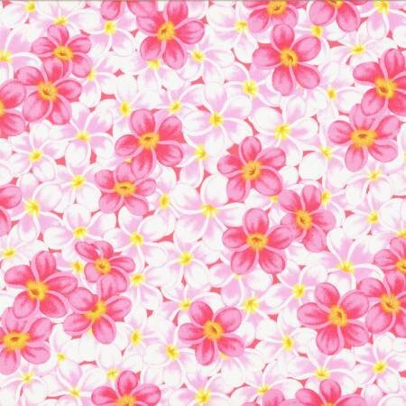 Kathy Mom 2018 Collection Island Style Pink Floral on White 20108L-30 Cotton Woven