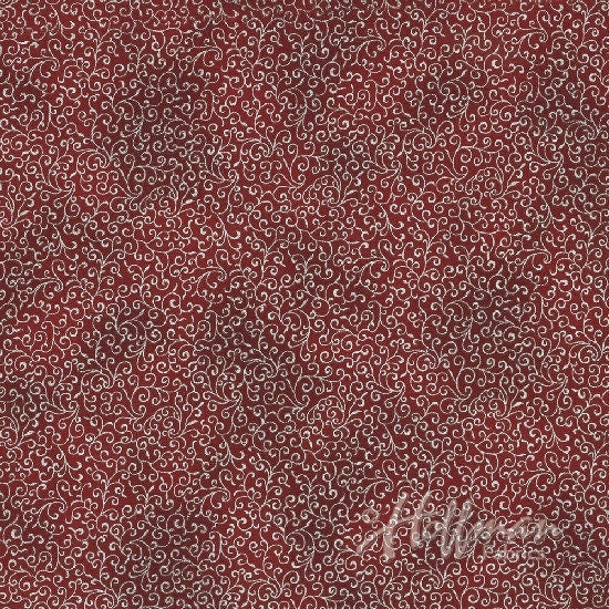 Winter Blossom Cardinal Carols P7618-231S-Garnet-Silver w/ metallic accent Cotton Woven Fabric.