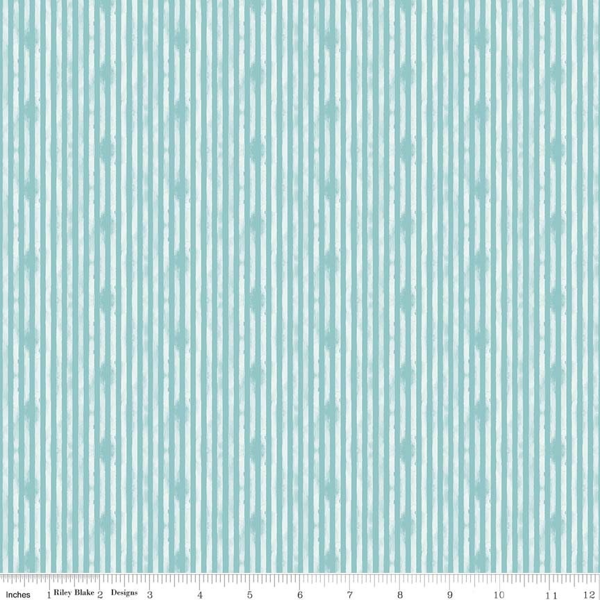 Abbie by Sue Daley Stripe Aqua C7715-AQUA Cotton Woven Fabric