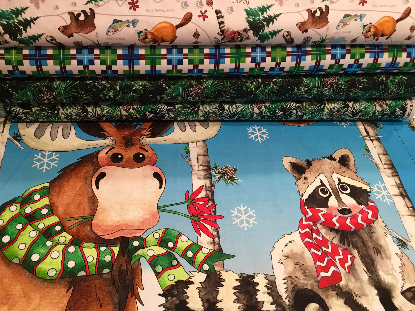 Northwoods Neighbors Pinecones on Black 26854J Cotton Woven Fabric