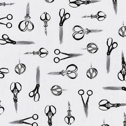Sewn with Charm Grey Scissors AJX-18003-12 Cotton Woven Fabric
