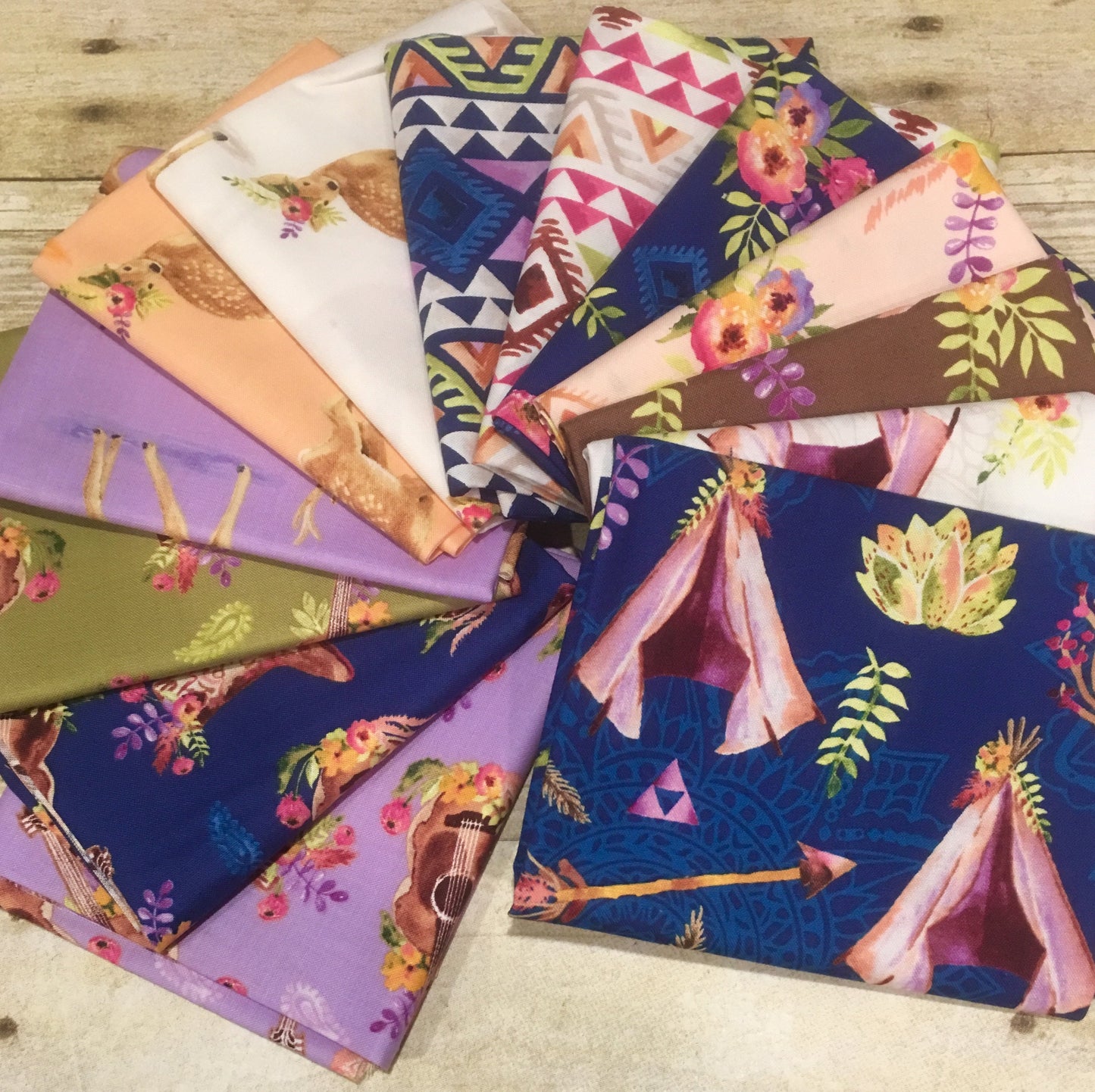 Wanderers Weekend by Sophia Santander 50787-4 Floral Fawn Lilac Cotton Woven Fabric