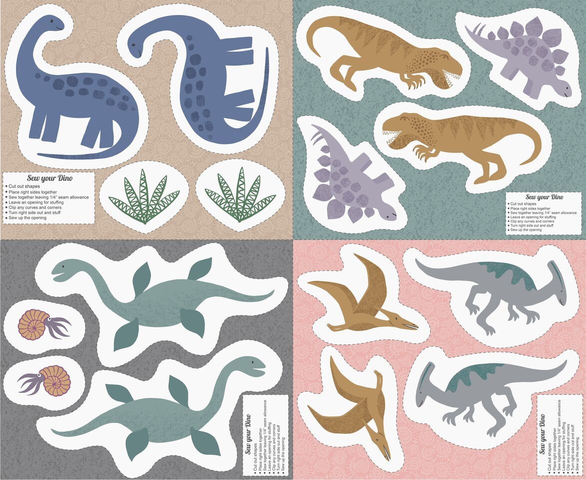 Kimmeridge Bay 36" Craft Panel Cut out Dinos A327 Digitally Printed Cotton Woven Panel