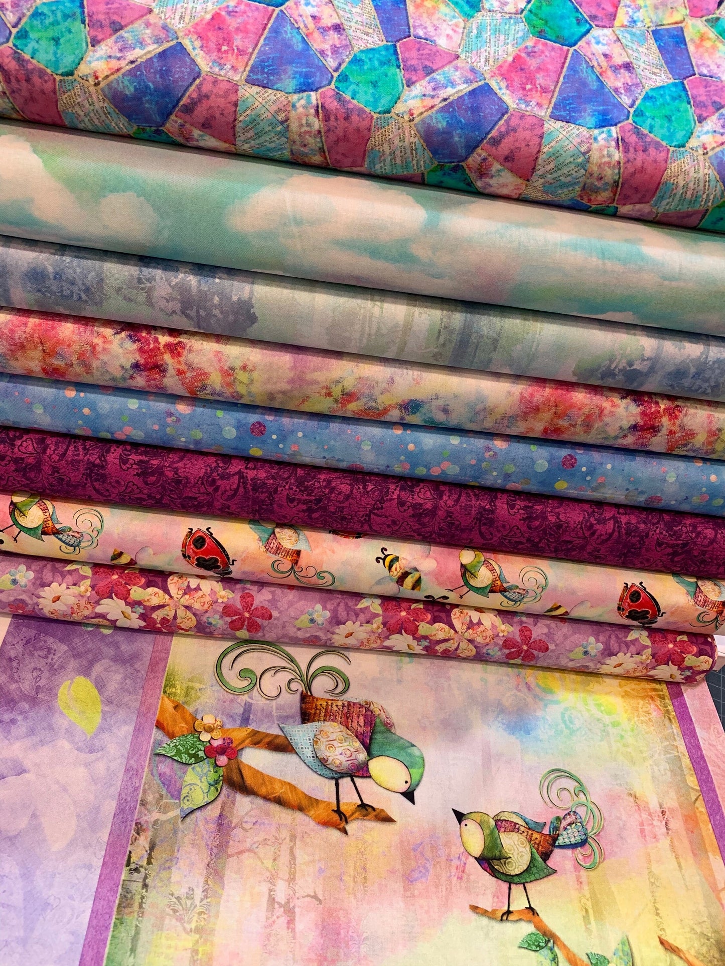 In the Meadow by Connie Haley Clouds 14495-TURQ Digitally Printed Cotton Woven Fabric