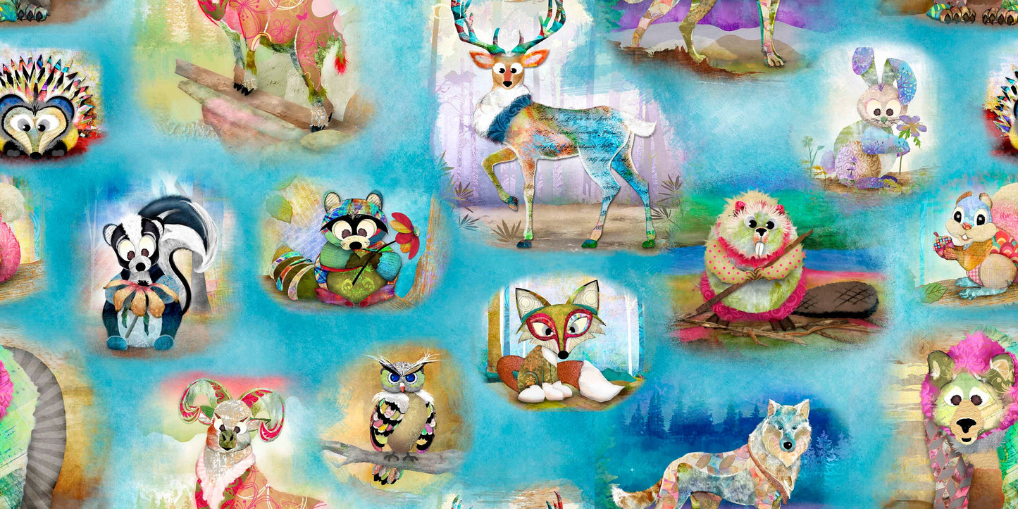 Wild & Whimsy by Connie Haley Animals 14562-MULTI Cotton Woven Fabric