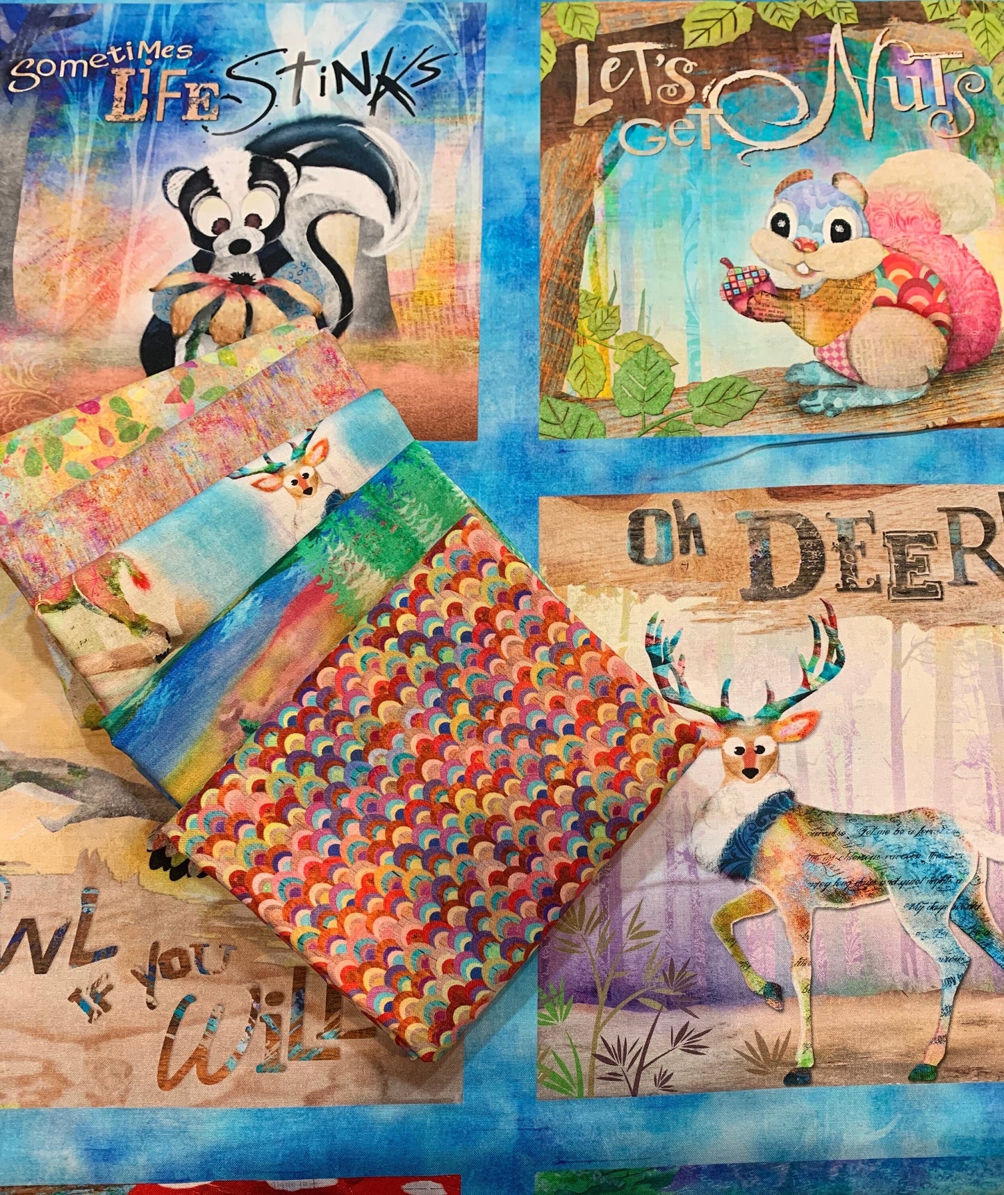 Wild & Whimsy by Connie Haley Animals 14562-MULTI Cotton Woven Fabric