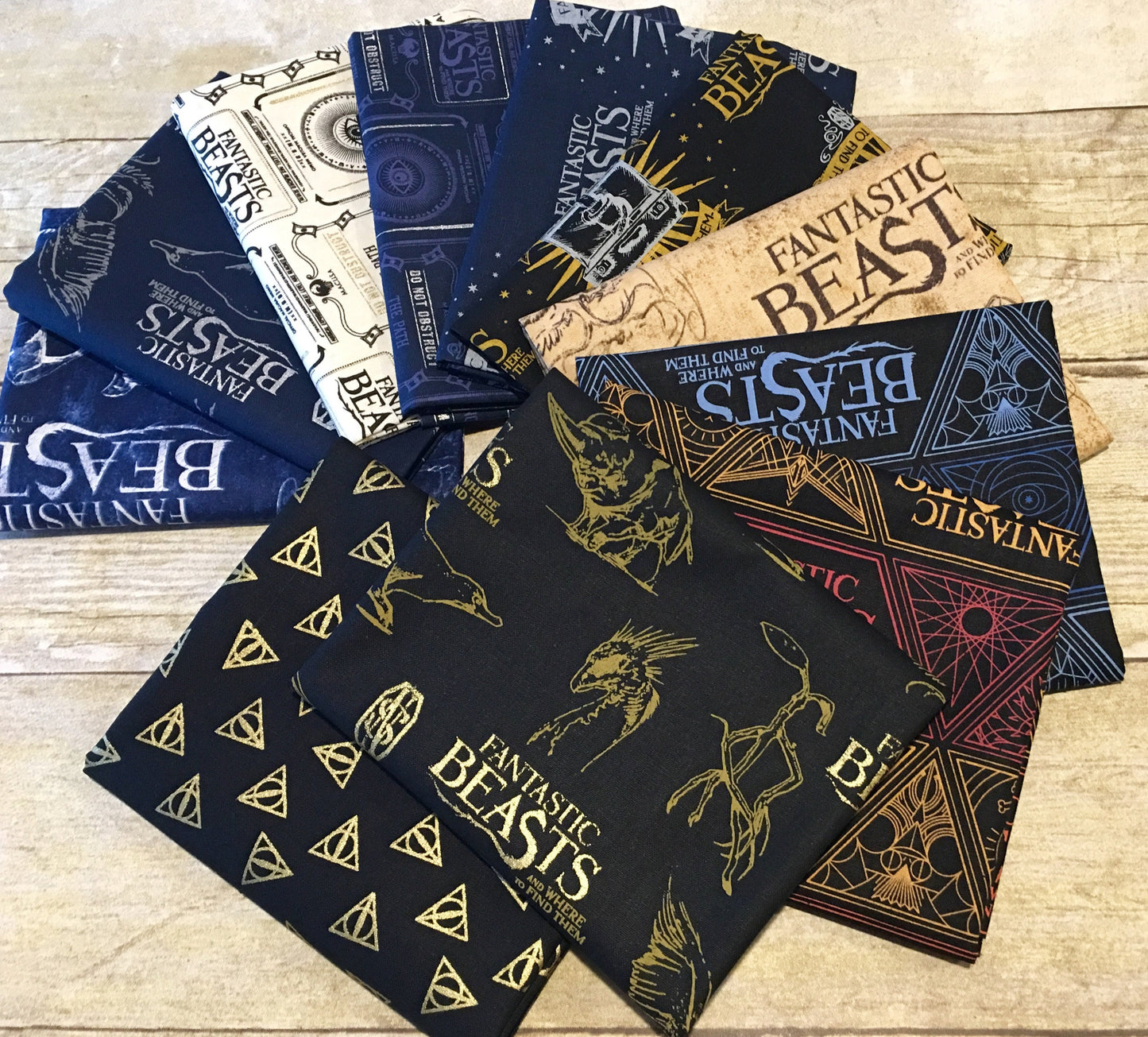 Licensed Fantastic Beasts Suitcase and Logo Navy Cotton Woven Fabric