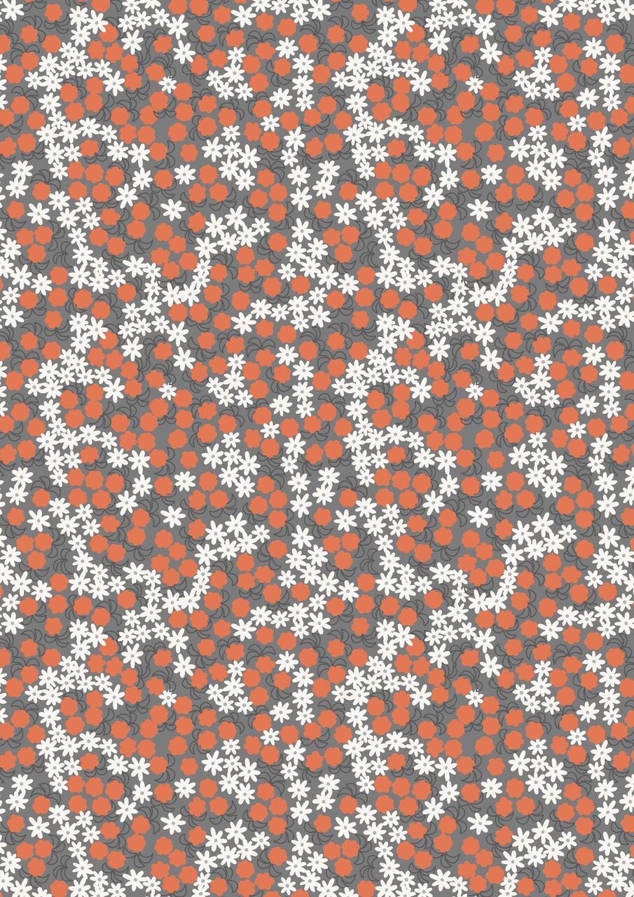 Bear Hug Dark Grey Cloudberries A315.3 Cotton Woven Fabric