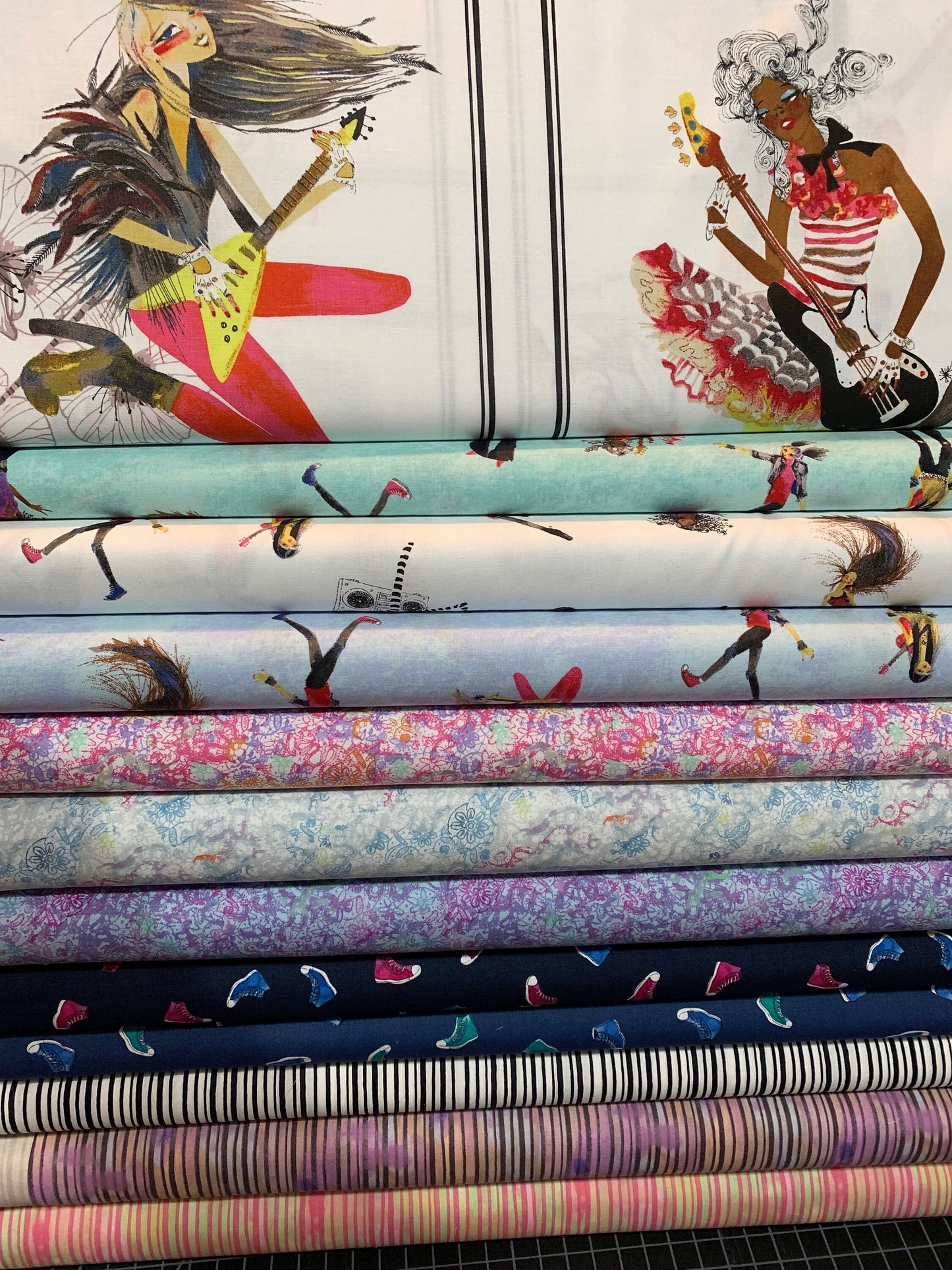 Groovy Girls by Masha D'yans Periwinkle Collage Y2615-85 Cotton Woven Fabric