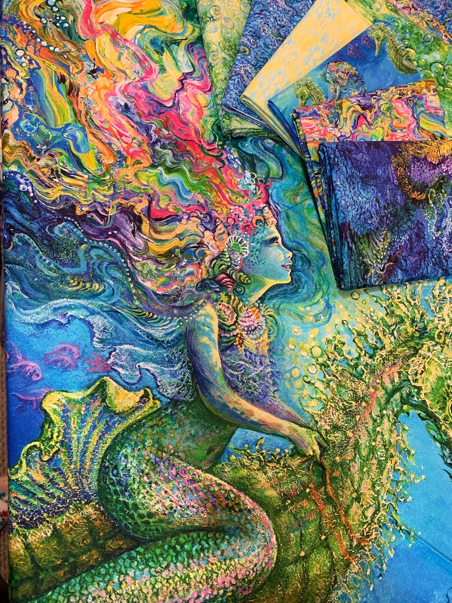 Mystic Ocean Collection by Josephine Wall Reflections 14609-YELLOW Cotton Woven Fabric