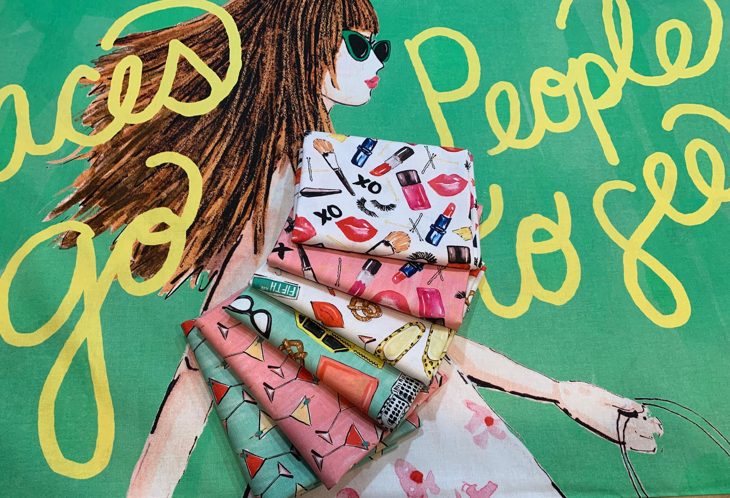 City Girl Digital by Sara B Aqua Places to Go 36" Panel 26180109JP-1 Digitally Printed Cotton Woven Panel