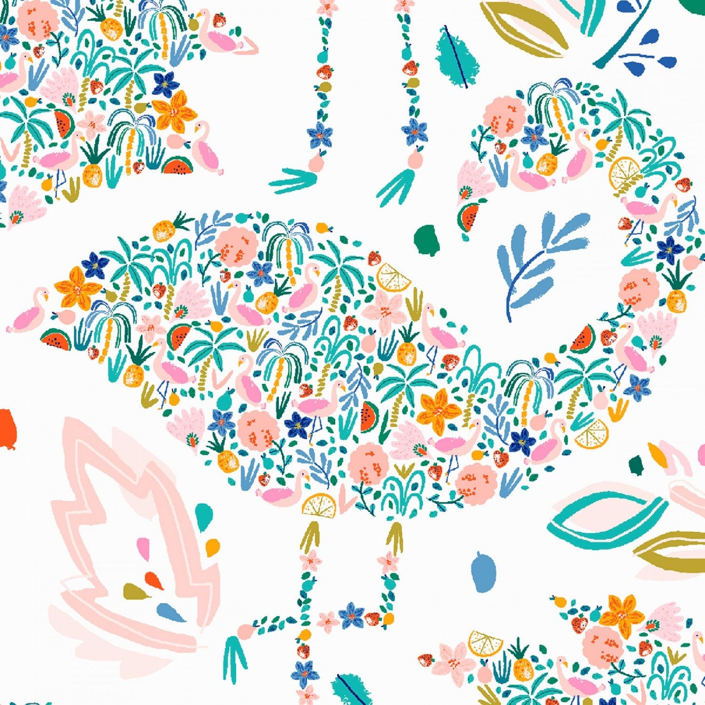 Flockstar White Flamingo ST-1259WHIT Cotton Woven Fabric