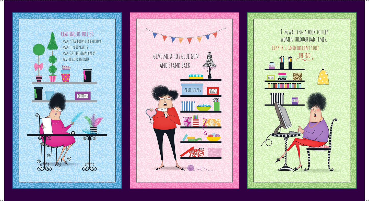 Crazy for Crafting by Leslie Moak Murray 24" Panel Large Crafting Patches 26967X Cotton Woven Panel