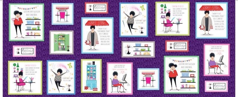 Crazy for Crafting by Leslie Moak Murray 18" Panel Small Crafting Patches 26968X Cotton Woven Panel