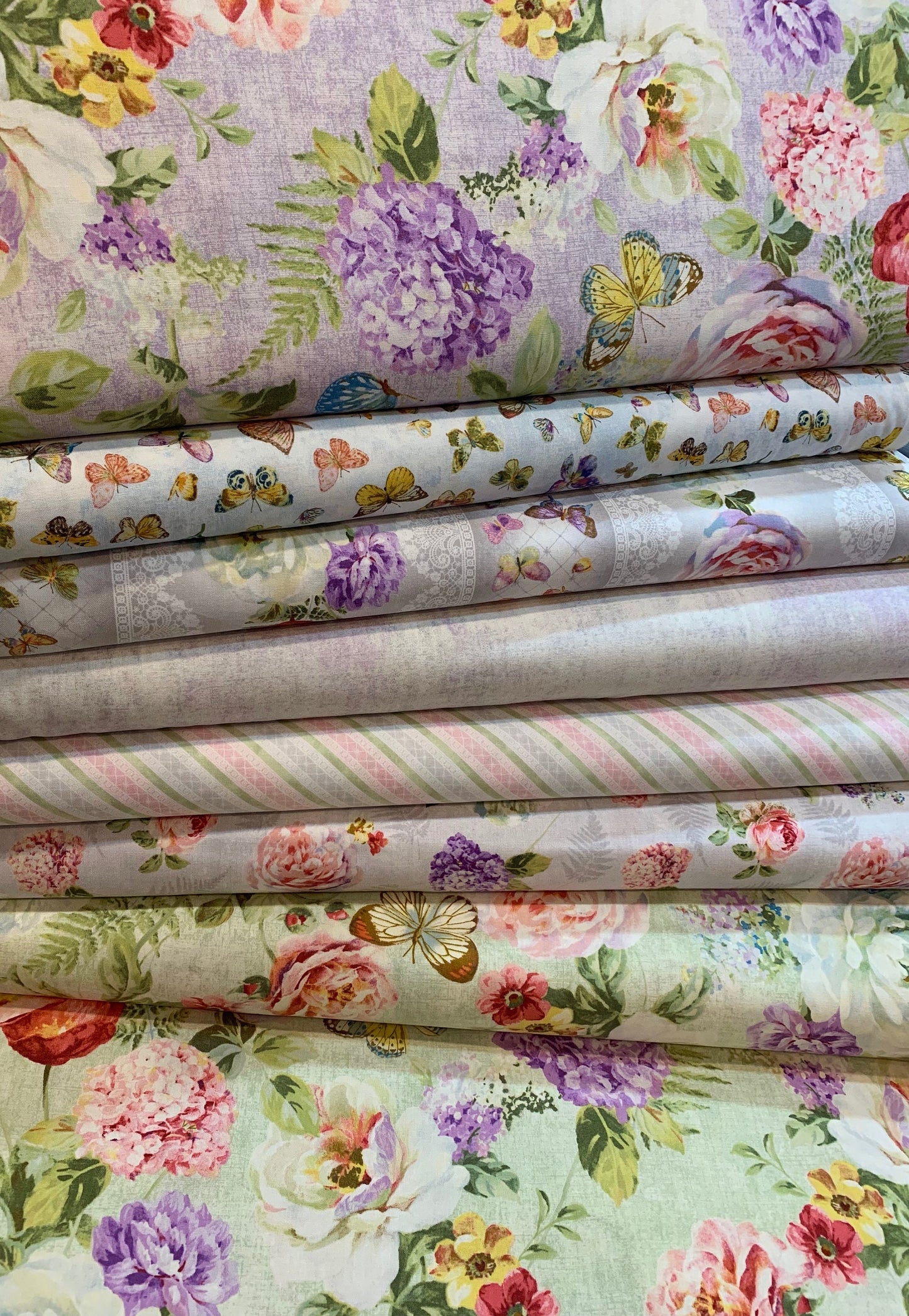 Butterfly Haven by Danhui Nai Purple Tossed Floral 89201-631 Cotton Woven Fabric