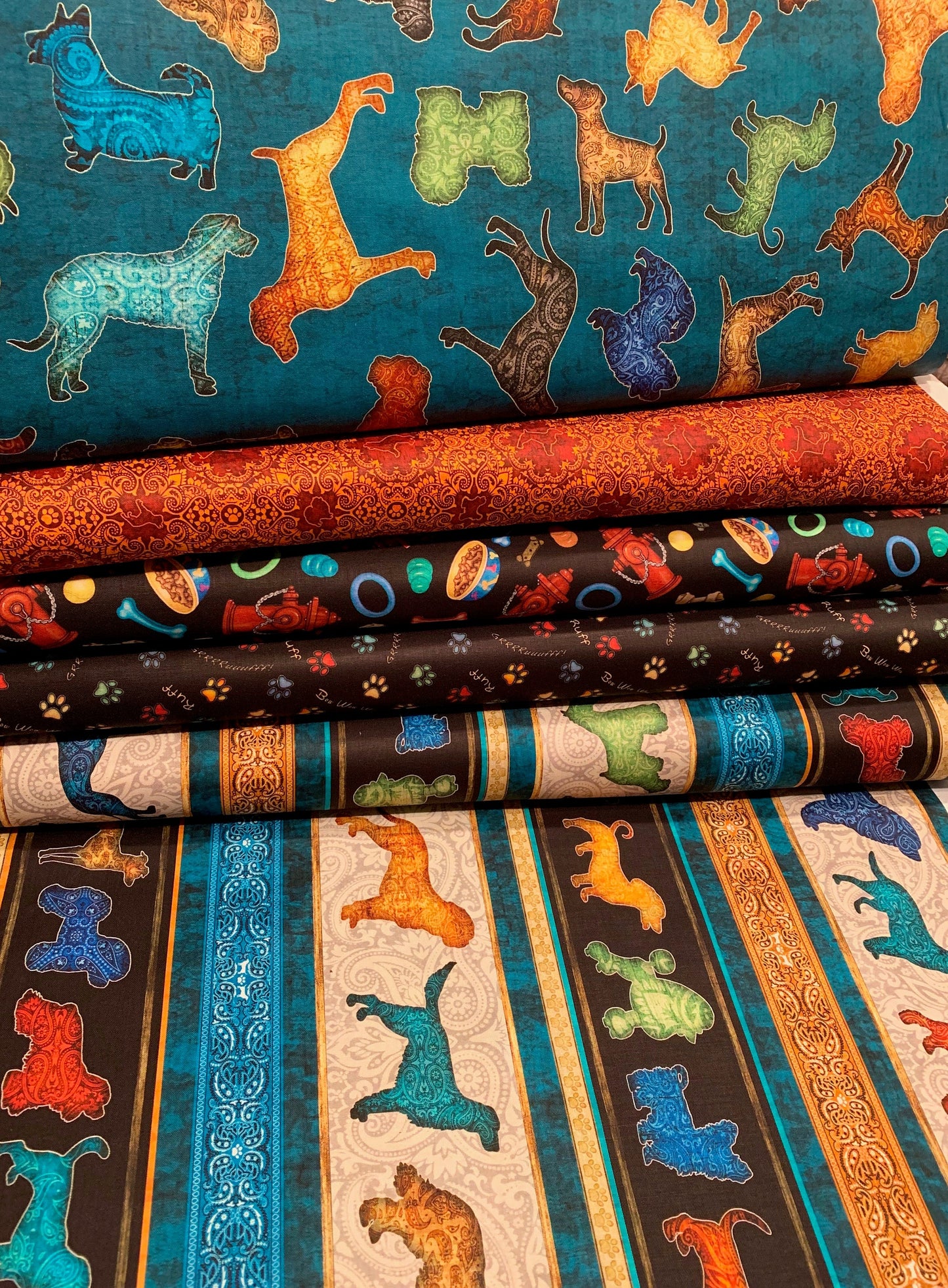 Must Love Dogs by Dan Morris Orange Dog Medallion 26940O Cotton Woven Fabric