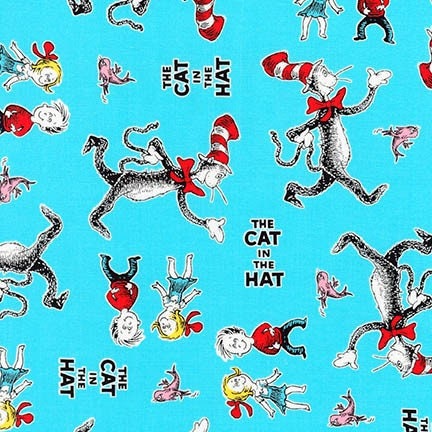 Celebrate Seuss by Dr Seuss Enterprises ADE-18197-70-AQUA Cotton Woven Fabric
