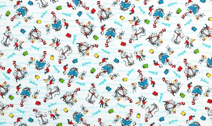 Celebrate Suess by Dr. Seuss Enterprises ADE-72586-1 WHITE Cotton Woven Fabric
