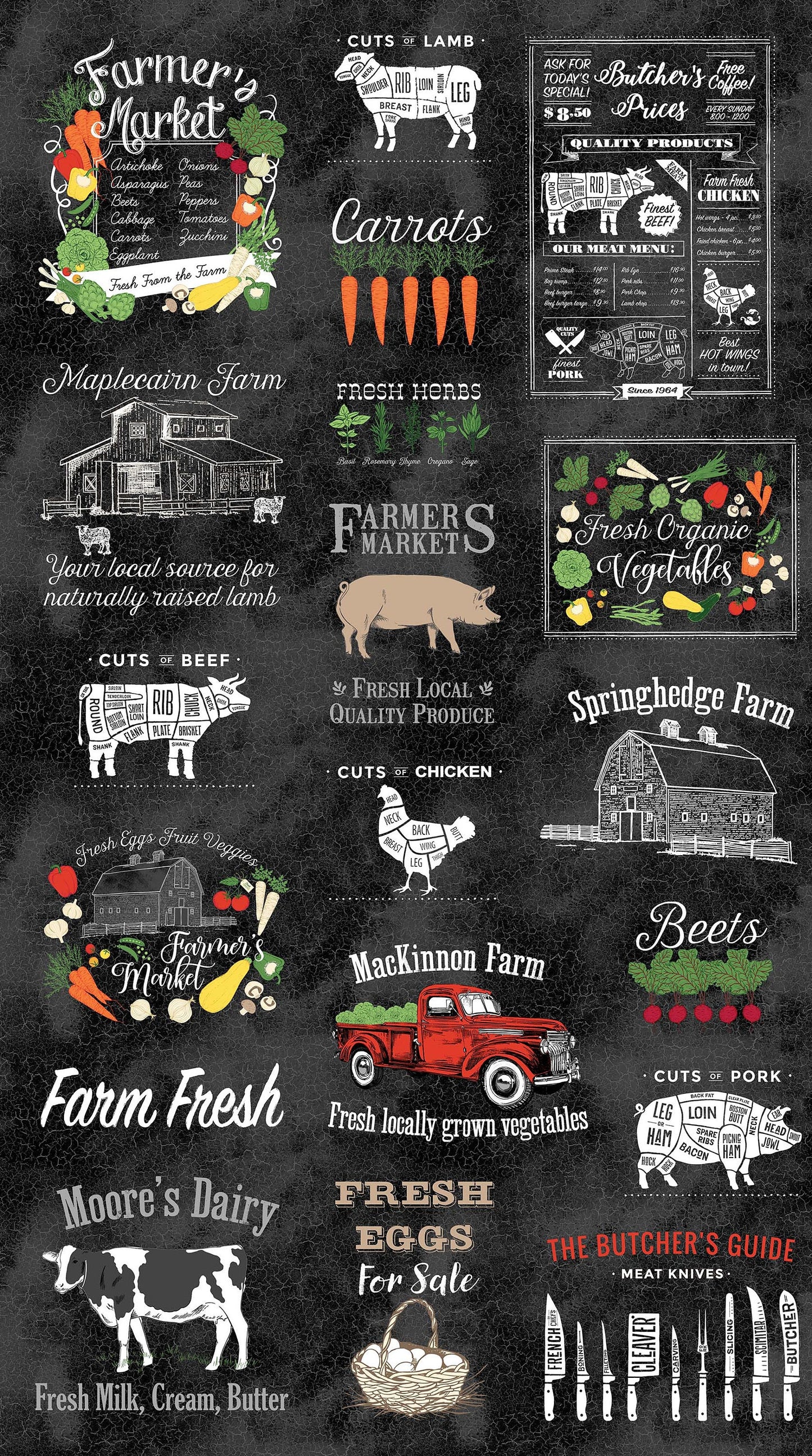 Farm to Table 24" Panel 22507-99 Cotton Woven Panel