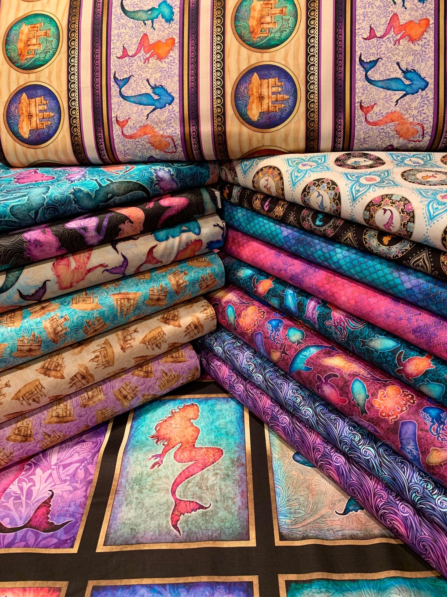 Sea Serenade Purple Mermaid Stripe 27191V Cotton Woven Fabric