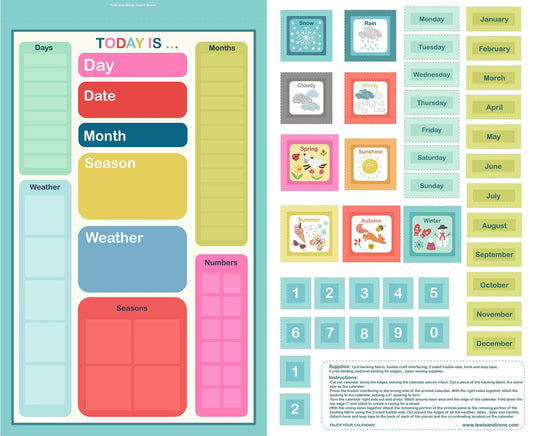 Whatever the Weather Today is...Calendar 36" Panel A375-DIGITAL-PANEL Digitally Printed Cotton Woven Panel