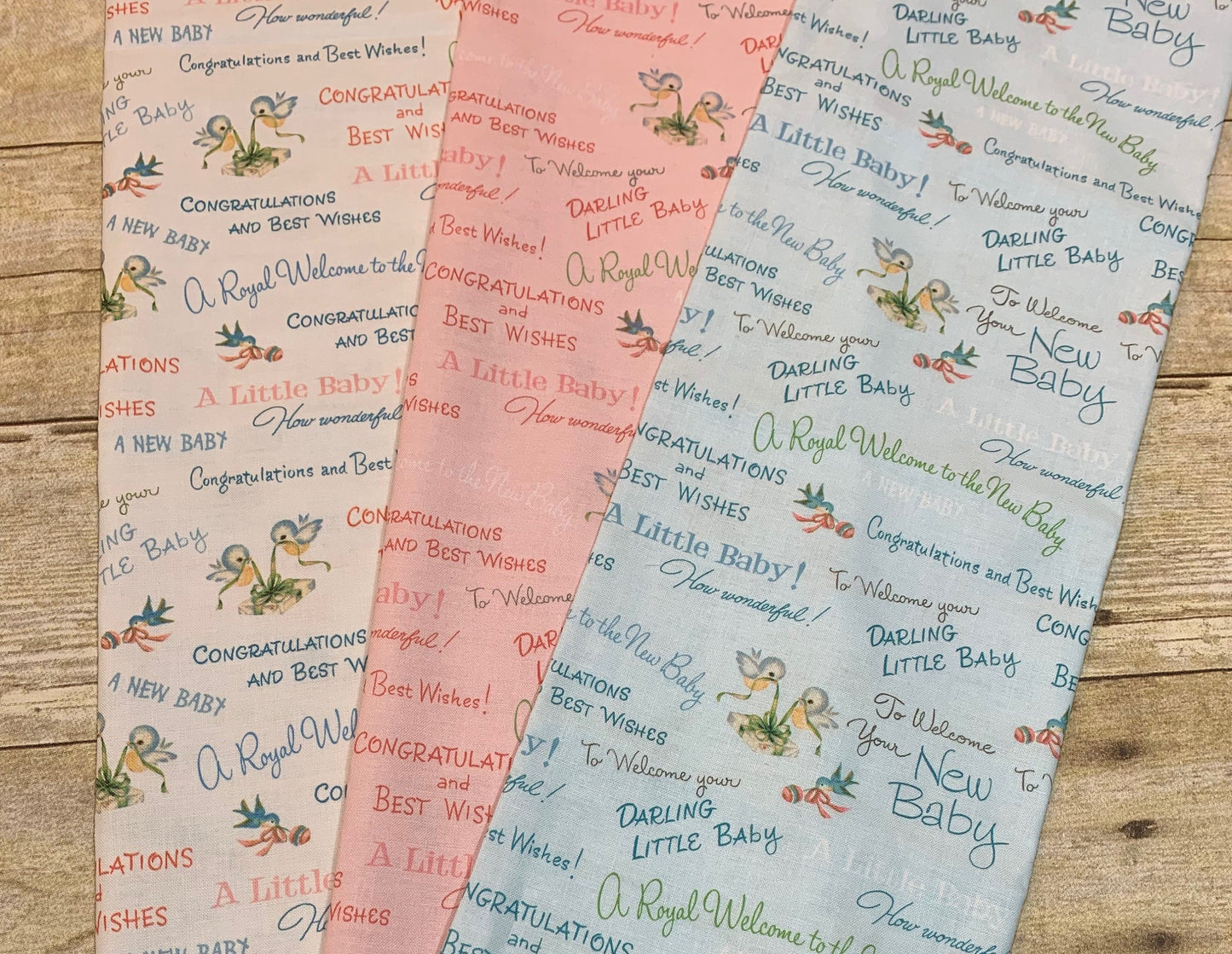 Welcome Baby by Sara Morgan Multi Congrats Baby WELC3014-MU Cotton Woven Fabric