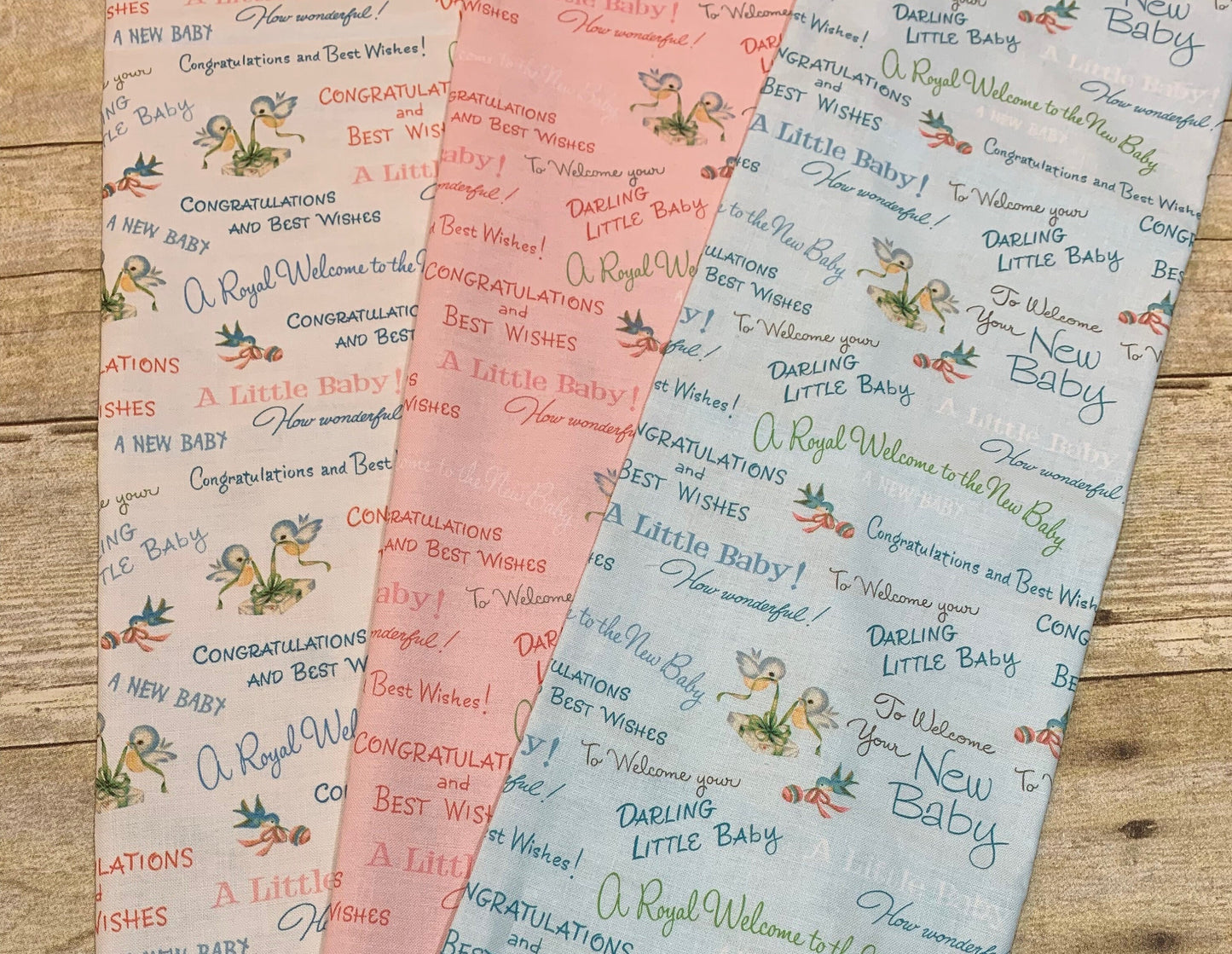 Welcome Baby by Sara Morgan Blue Congrats Baby WELC3014-BB Cotton Woven Fabric