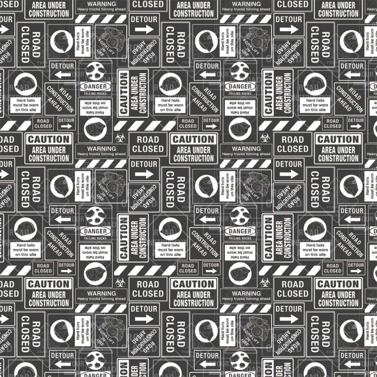 Licensed Tonka Truck Grey Tonka Street Signs 95060106-1 Cotton Woven Fabric