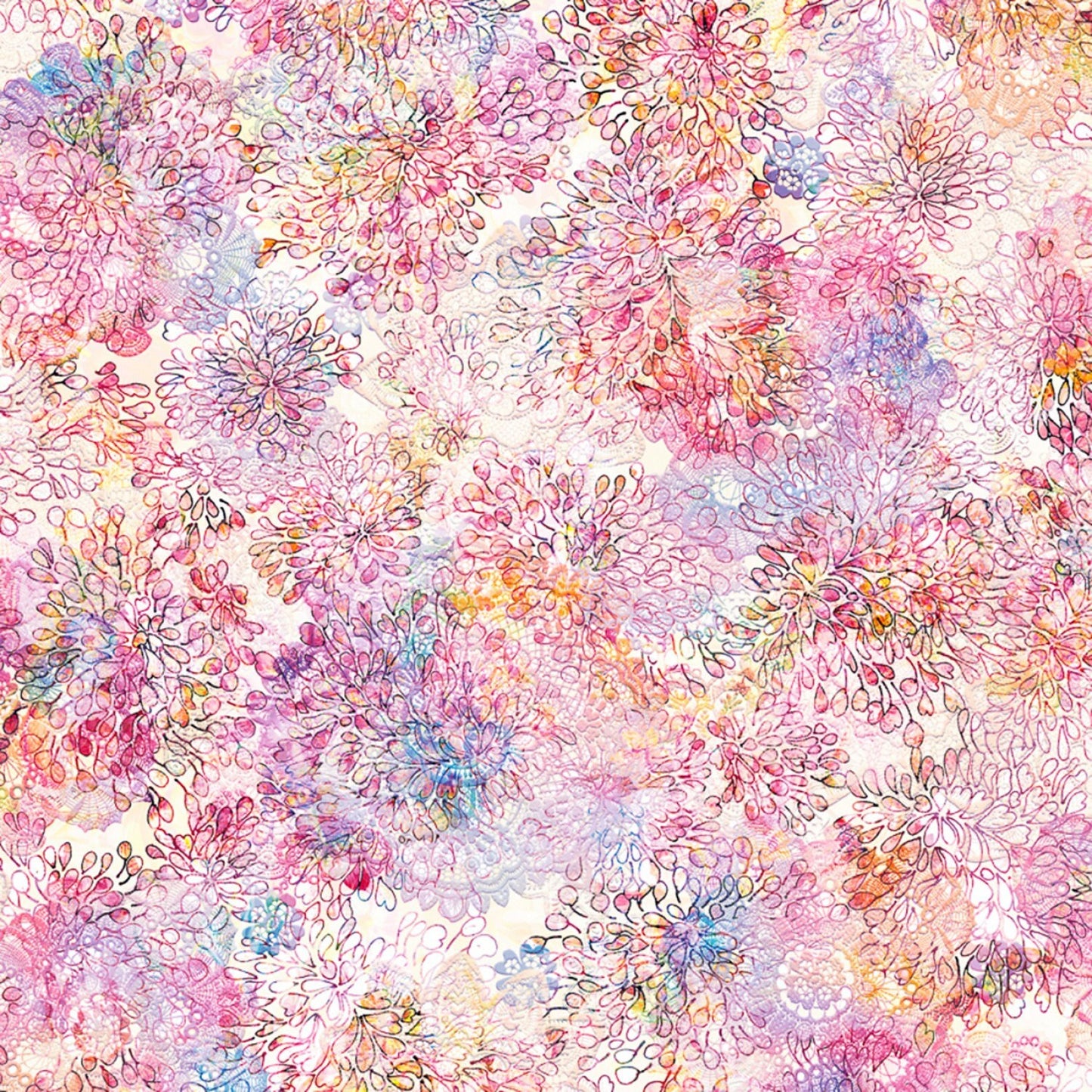 Arcadia Digiprint Lacy Pompom Carnation Digiprint Fabric RJ807J-CA1D Cotton Woven Fabric