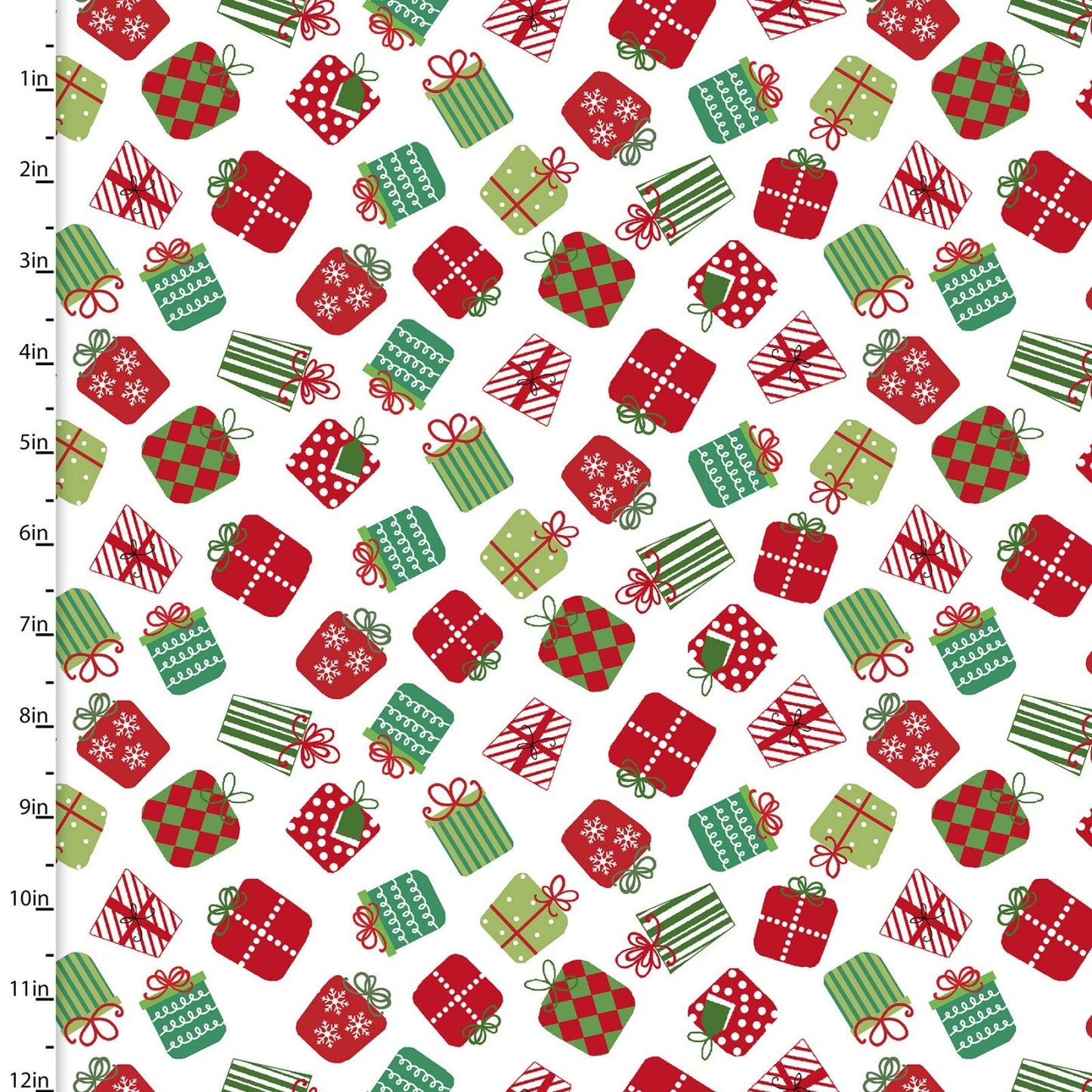 Winter Woodland White Presents 15143-WHITE Cotton Woven Fabric