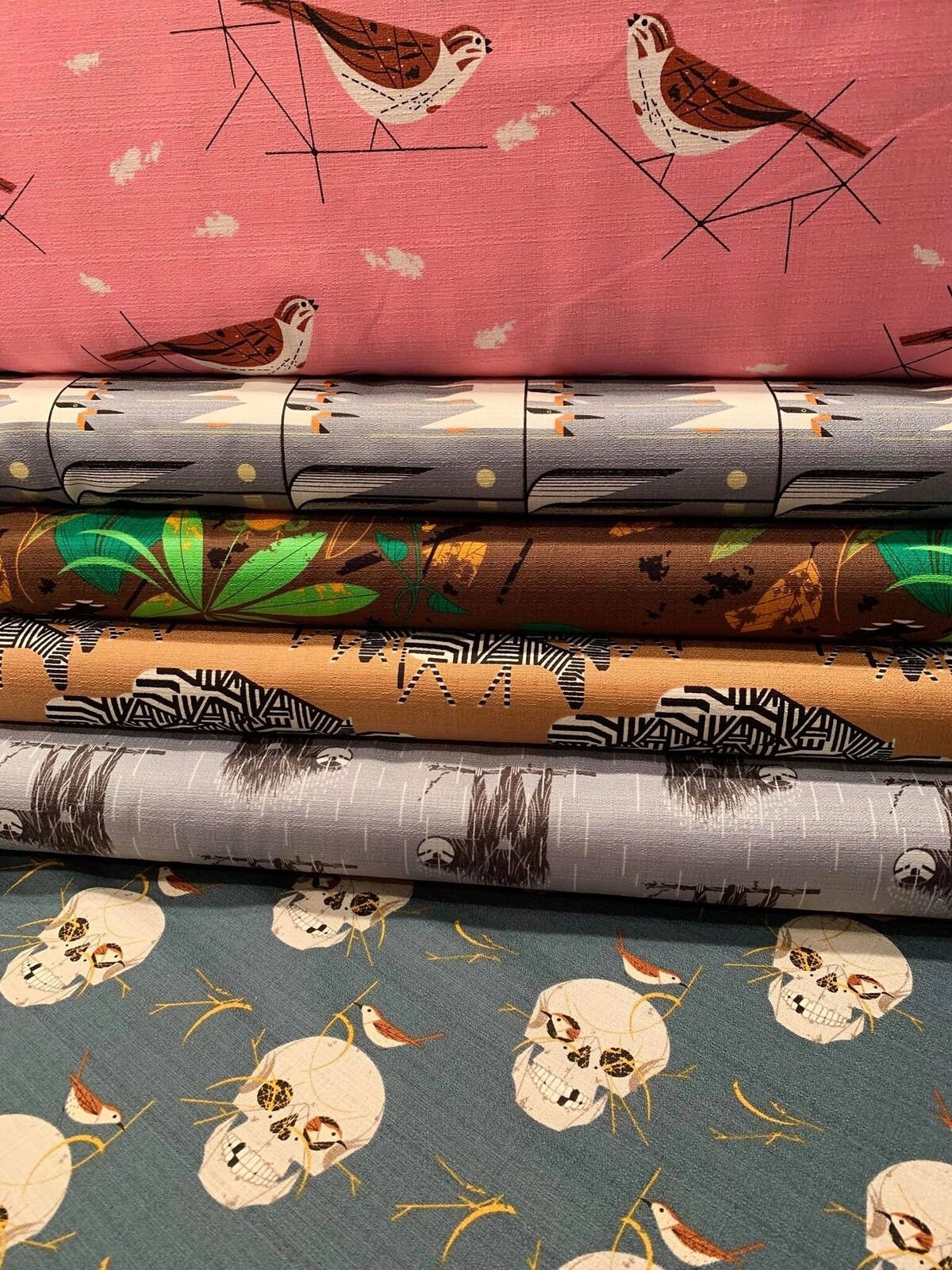 Charley Harper Barkcloth Turnstones Organic Cotton Barkcloth